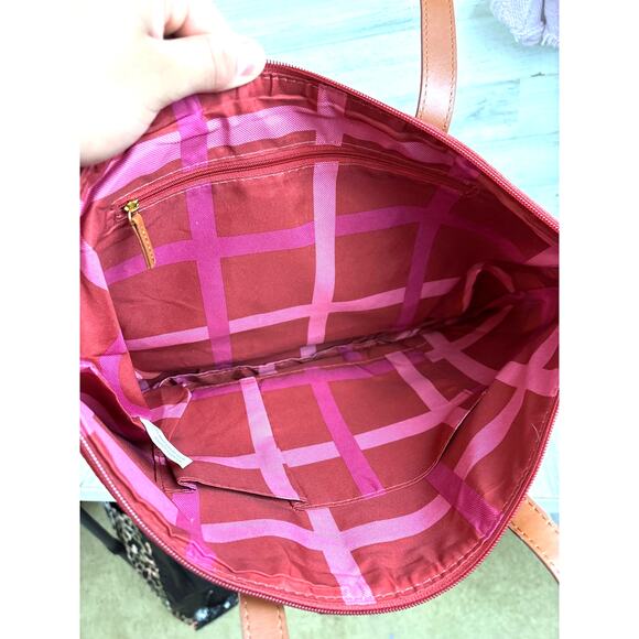 Joy Mangano Women’s Red Leather Large Tote Bag Purse Laptop Weekender NEW - Picture 5 of 9